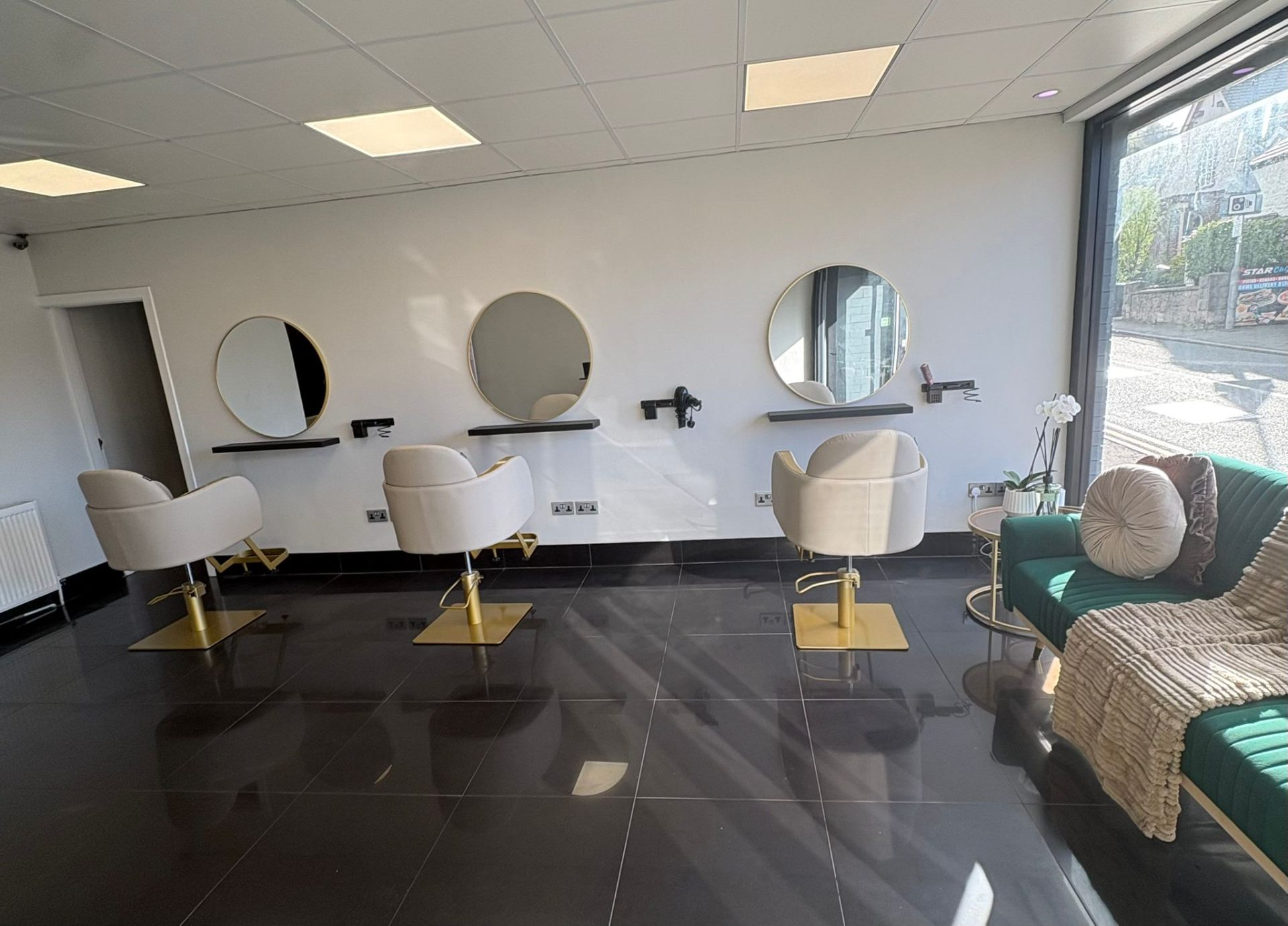 Opal salon — wide interior view